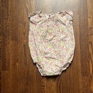 Bonpoint Baby Floral Bubble Romper - Pink & Yellow